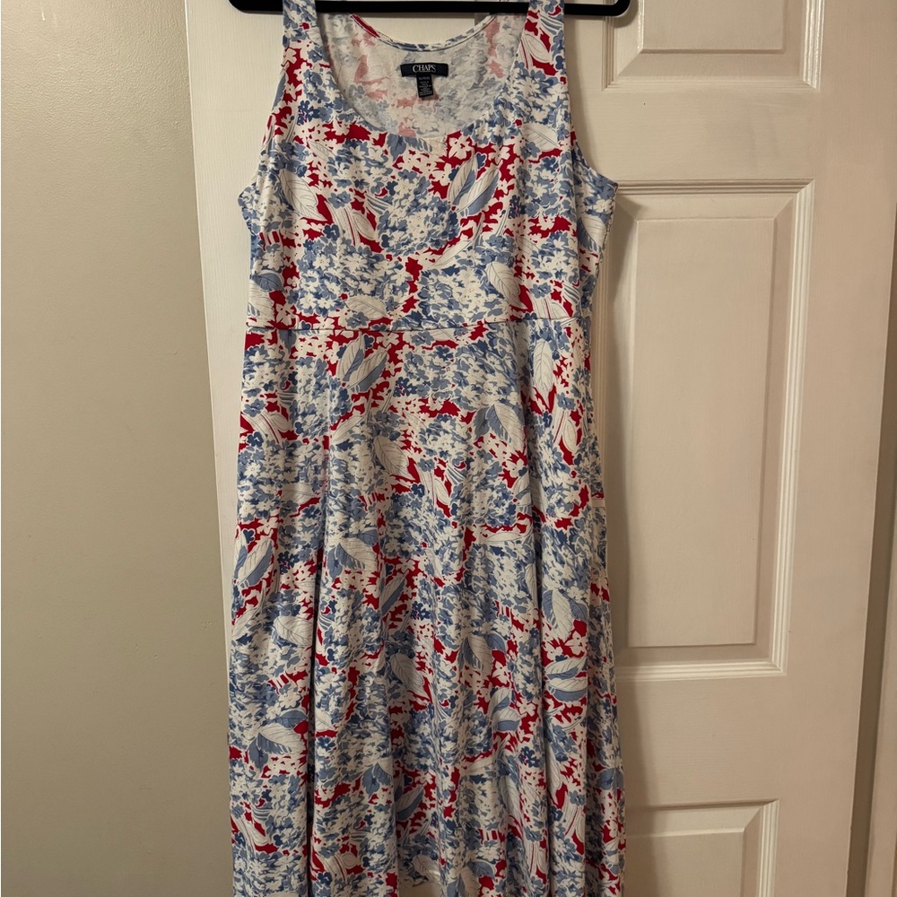 Chaps Floral Maxi Dress - Red and Blue